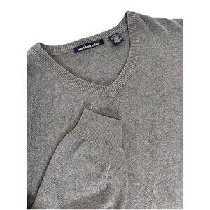 Men's Gray V-Neck 100% Cotton Sweater Classic Business Office Casual Size XL